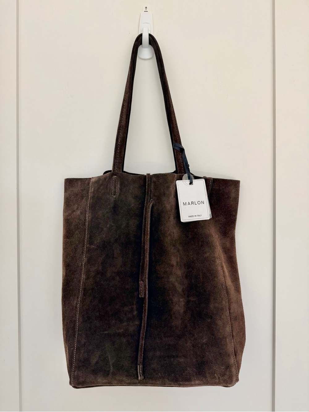 Women's Suede Tote Bag in Dark Brown
